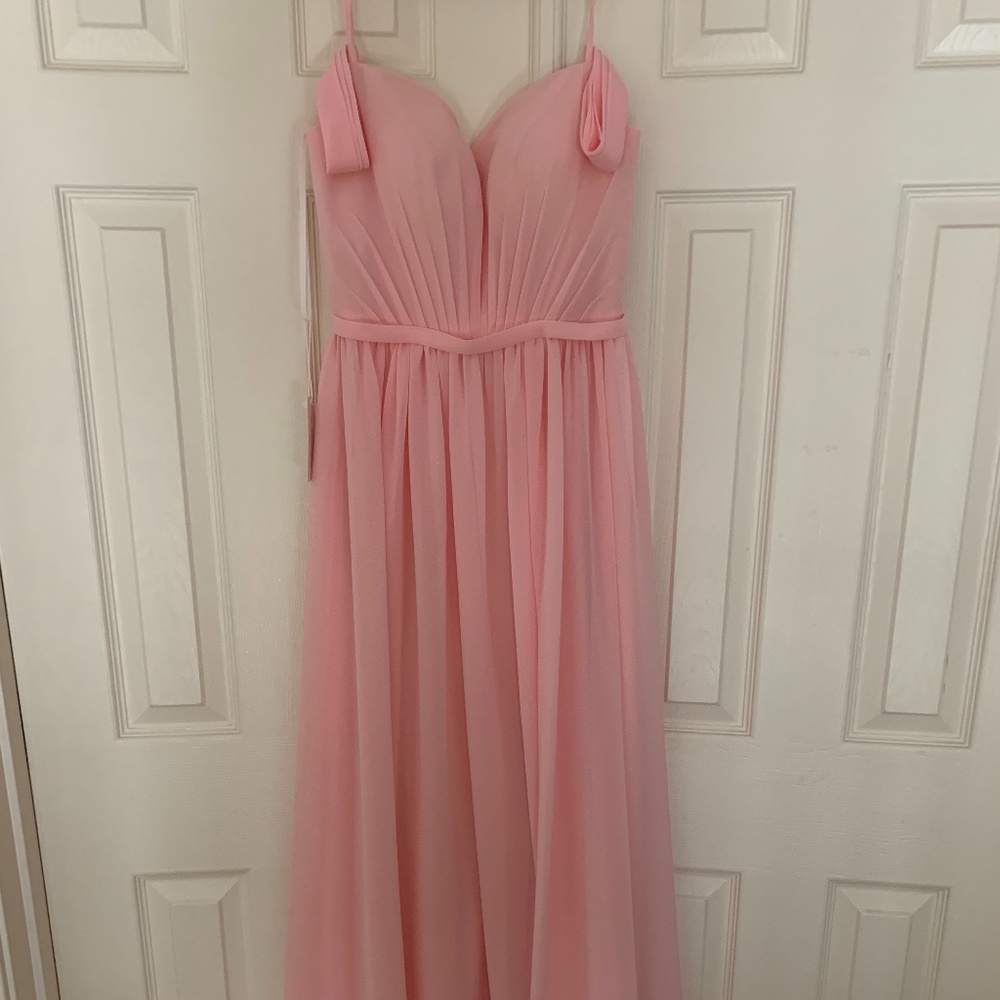 Tulle and Chantilly pink blush bridesmaid dress